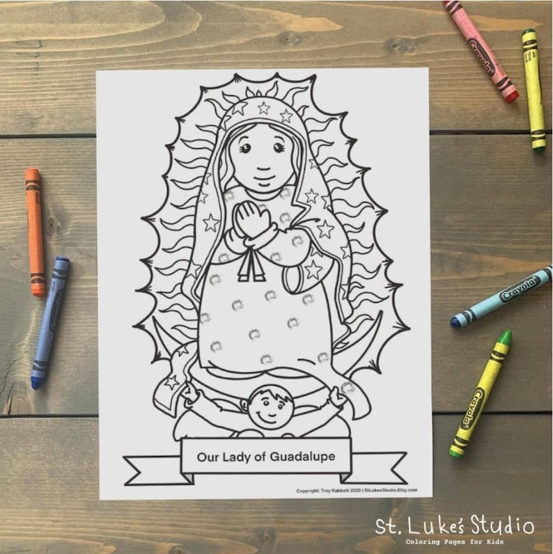 Our Lady of Guadalupe Coloring Page for Catholic Kids - Digital