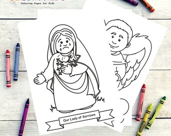 Pacote Coleção de Santos (Volume 5 de 5) Páginas para colorir para crianças católicas - Download digital - Imprima você mesmo e pinte