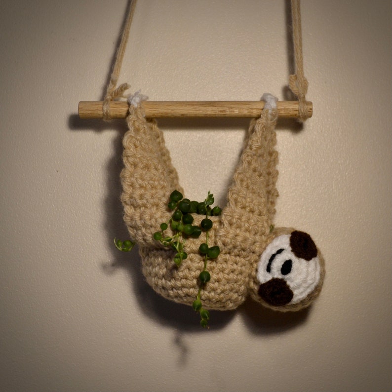 Sloth Hanging Basket Planter Crochet Etsy