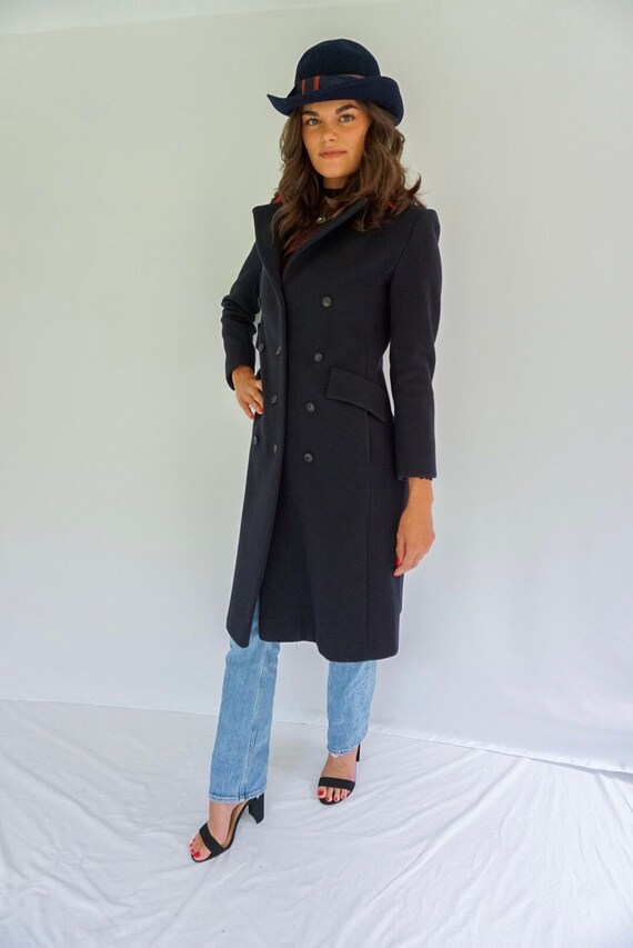 1960’s Navy Long Coat/Winter Fashion Coat/Winter W