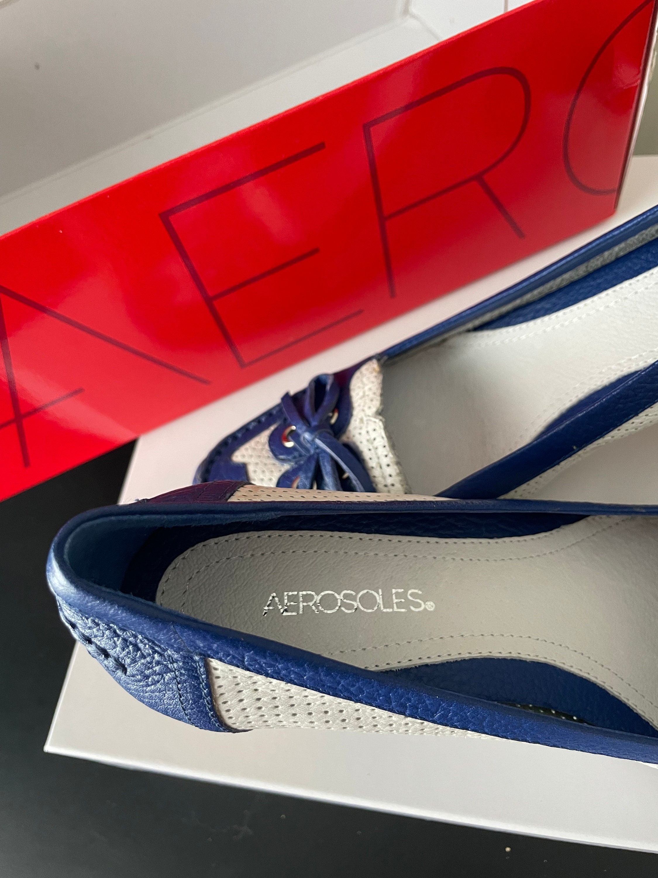 Size 5.5 Blue & White Pumps by Aerosoles With Wicker Type Etsy