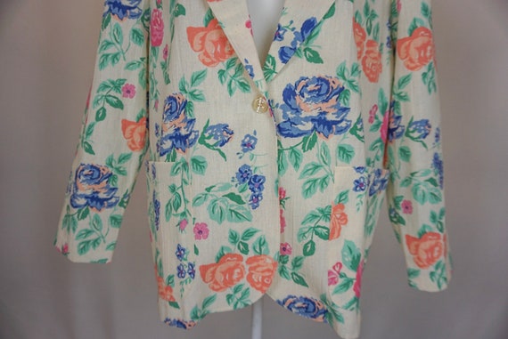 Vintage 1980s Colorful Floral Blazer - image 6