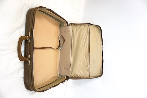 1970s Vintage Brown Paisley Fabric Suitcase/ Mod … - image 8