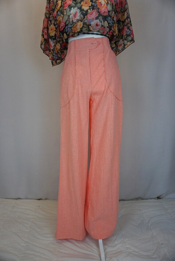 1970s Vintage Peach Bell Bottoms/ Comfortable Pan… - image 3