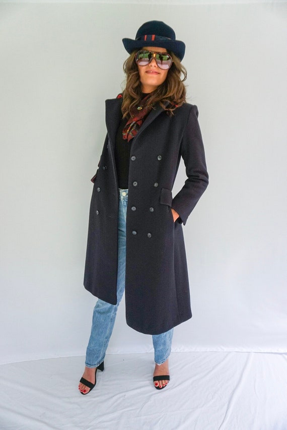 1960’s Navy Long Coat/Winter Fashion Coat/Winter … - image 2