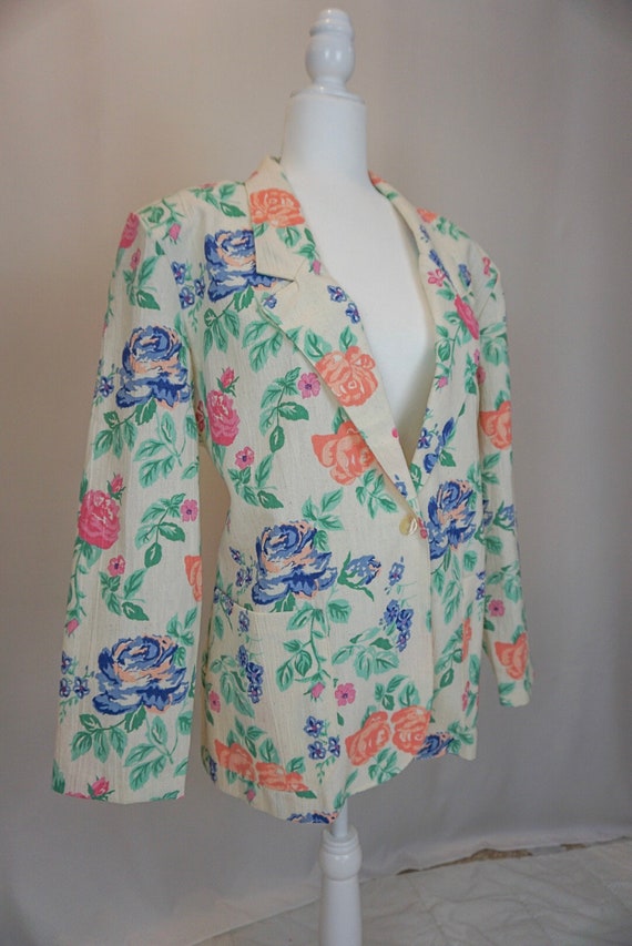 Vintage 1980s Colorful Floral Blazer - image 2