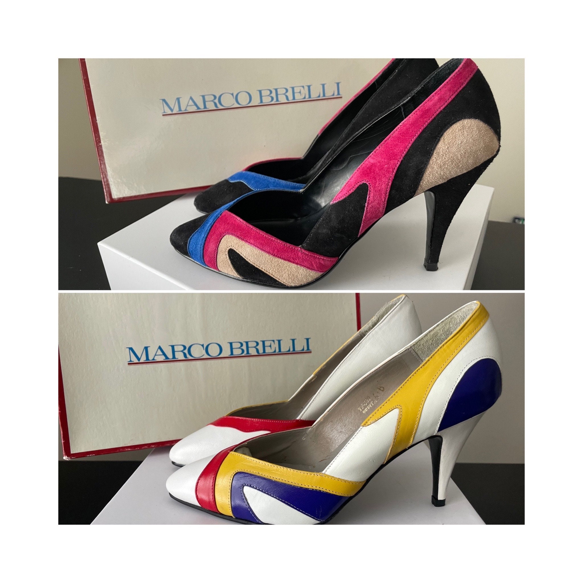 Multi colored shoes heels deals
