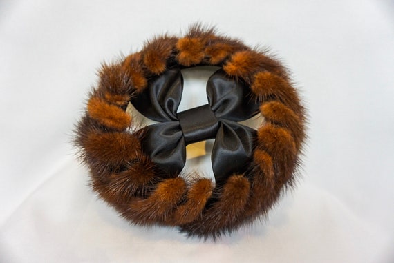 1950s/60s Fur Hat with Bow Design/ Winter Hats/ E… - image 3