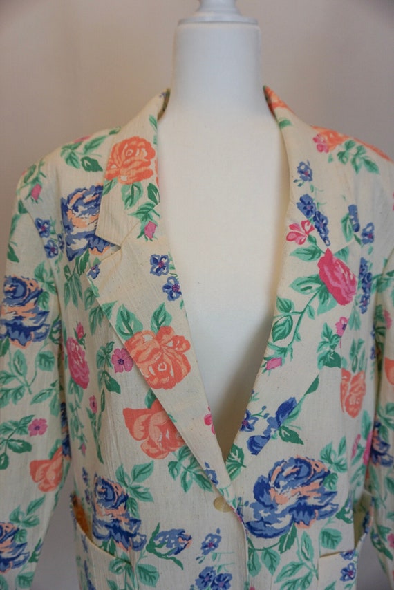 Vintage 1980s Colorful Floral Blazer - image 8