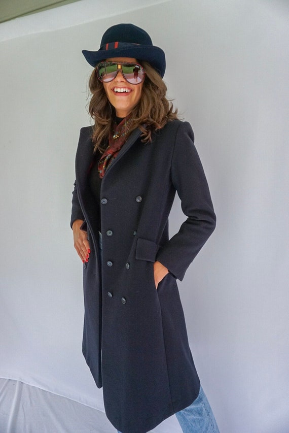 1960’s Navy Long Coat/Winter Fashion Coat/Winter … - image 4