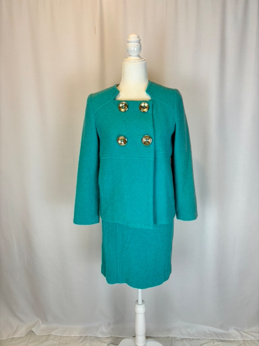 Size S/M - 1990s/2000s Vintage Turquoise Two Piece Skirt and Jacket Set ...