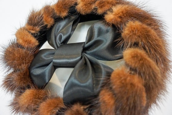 1950s/60s Fur Hat with Bow Design/ Winter Hats/ E… - image 7