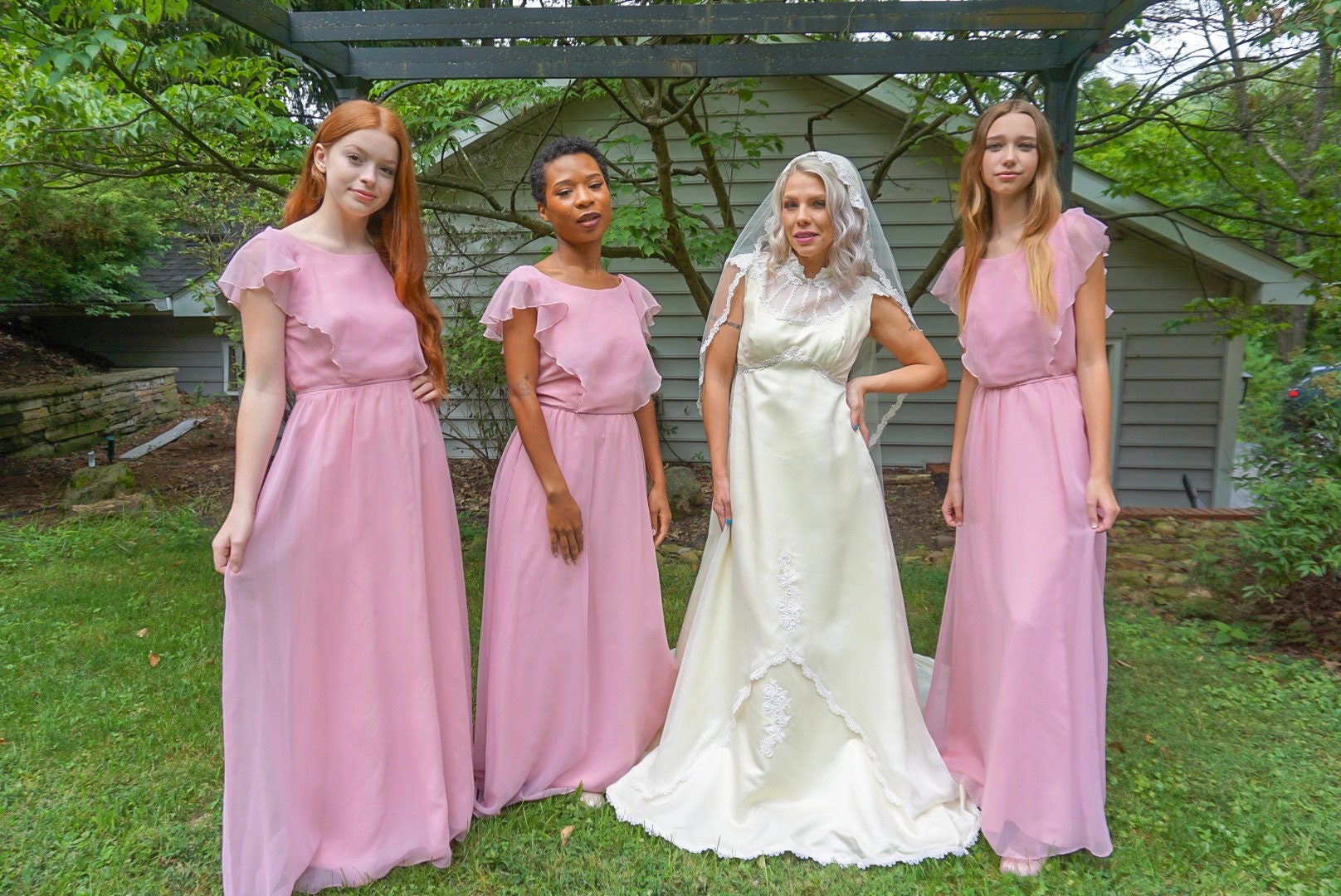 Vintage pink bridesmaid dresses sale