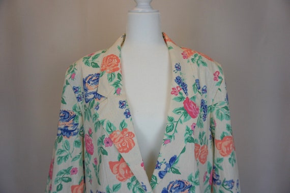 Vintage 1980s Colorful Floral Blazer - image 5