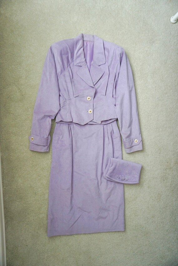 1980s Vintage Working Woman Purple Suit