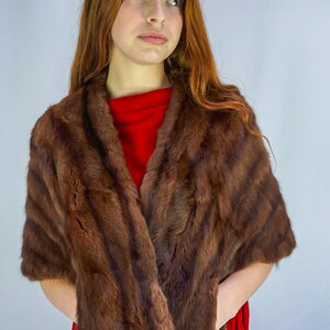 1950s/60s Hudson’s Detroit Dark Brown Natural Fur Stole/Shawl With Rabbit Fur Muff /Winter Fur Shawl/ Holiday Coats and Shawls/ Wedding Wear