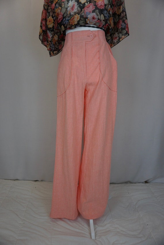 1970s Vintage Peach Bell Bottoms/ Comfortable Pan… - image 2