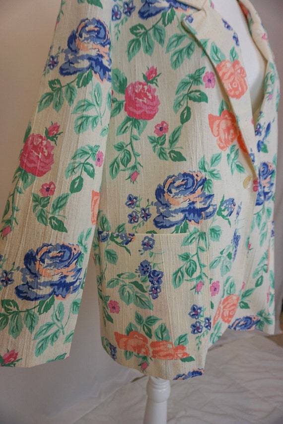 Vintage 1980s Colorful Floral Blazer - image 7