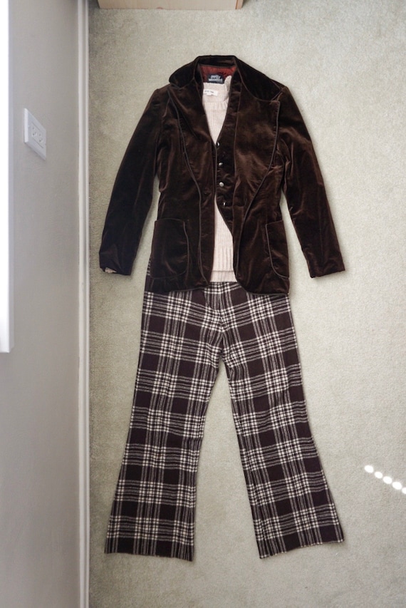3 piece 70s vintage brown suit