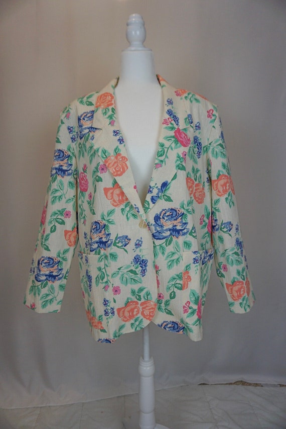 Vintage 1980s Colorful Floral Blazer - image 3