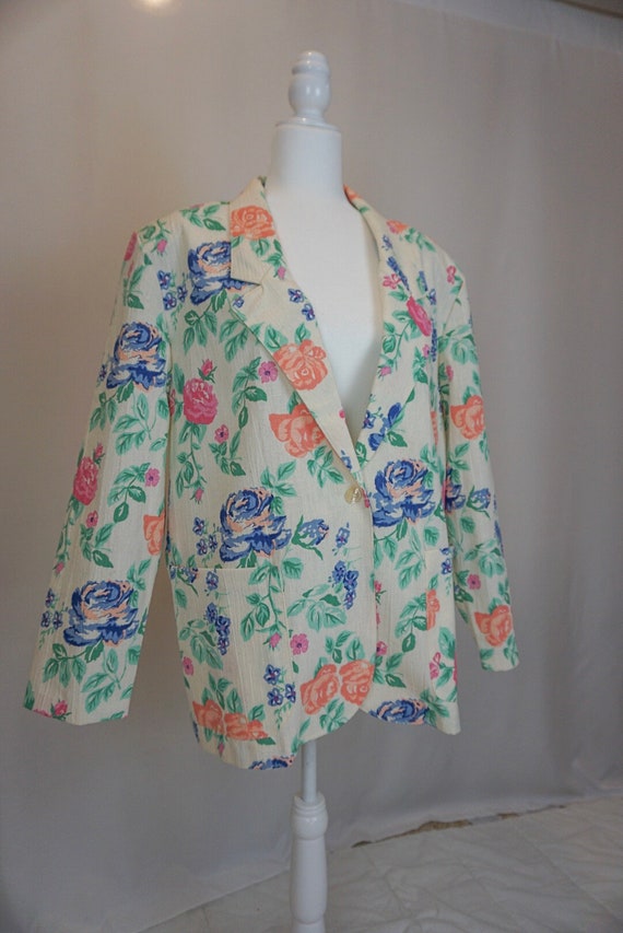 Vintage 1980s Colorful Floral Blazer - image 4