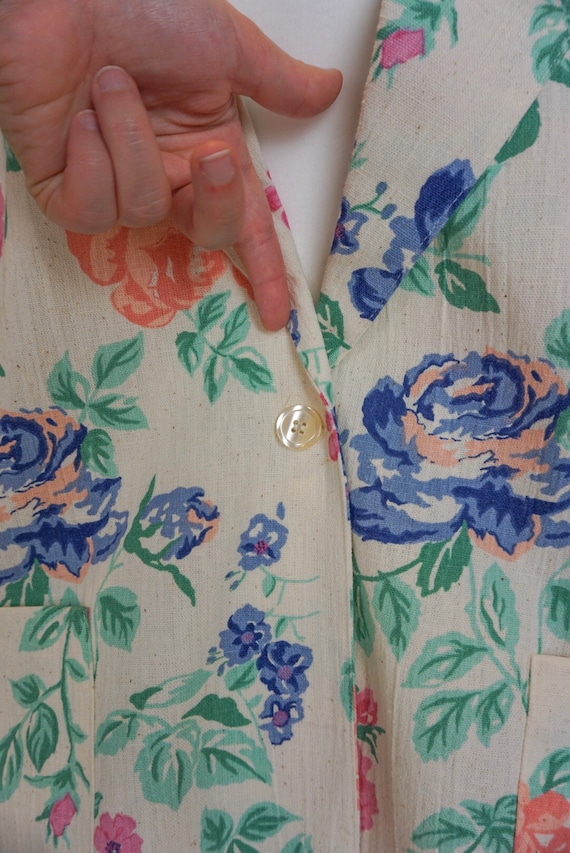 Vintage 1980s Colorful Floral Blazer - image 9