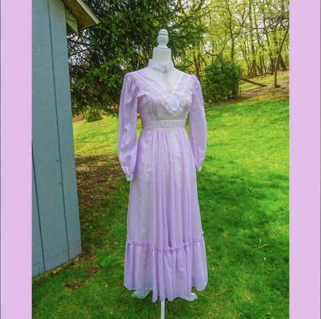 purple gunne sax dress Gunne Sax vintage purple floral full length dress