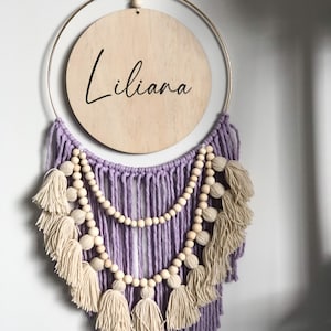 Large tassel wall hanging dreamcatcher - lavender