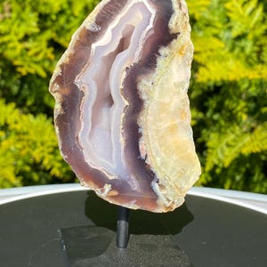 Brazilian beautiful druzy Agate geode display on stand healing energy