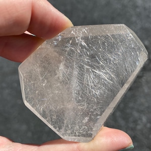 Rare fine Silver Rutilated natural polished crystal freeform from Brazil Top quality