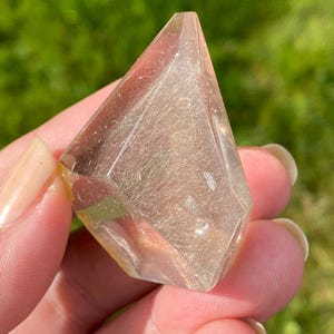 Beautiful natural fine Rutile Rutilated Quartz polished freeform from Brazil healing energy crystal