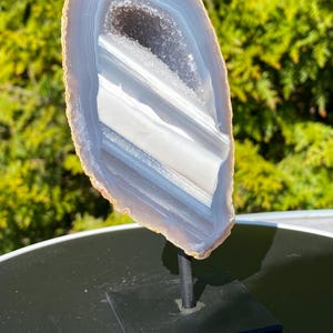 Brazilian beautiful druzy Agate geode display on stand healing energy