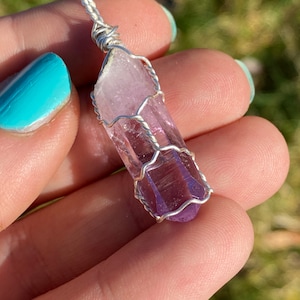 Vera Cruz Amethyst wire wrapped sterling silver crystal pendant energy charged