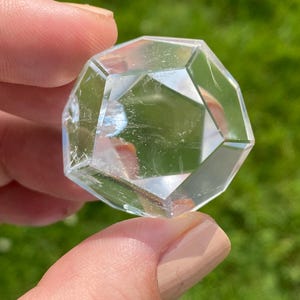 High quality natural Lemurian Quartz gemstone carving Dodecahedron Platonic Solids sacred geometry energy healing crystal