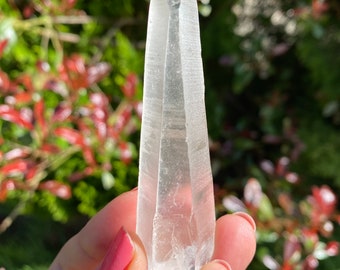 Real Lemurian seed laser wand quartz crystal from Serra do Cabral, Minas Gerais in Brazil