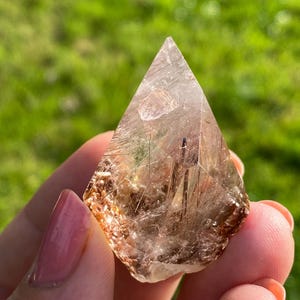Copper Rutilated Rutile Quartz natural semi polished crystal freeform from Brazil Top quality