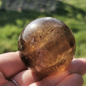 Natural Smoky Citrine Sphere: Rainbow Crystal from Brazil (48.6mm)