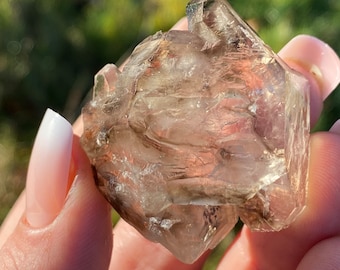 マダガスカル産レッドクレイエレスチャル68g ウィンドウクォーツ高透明度