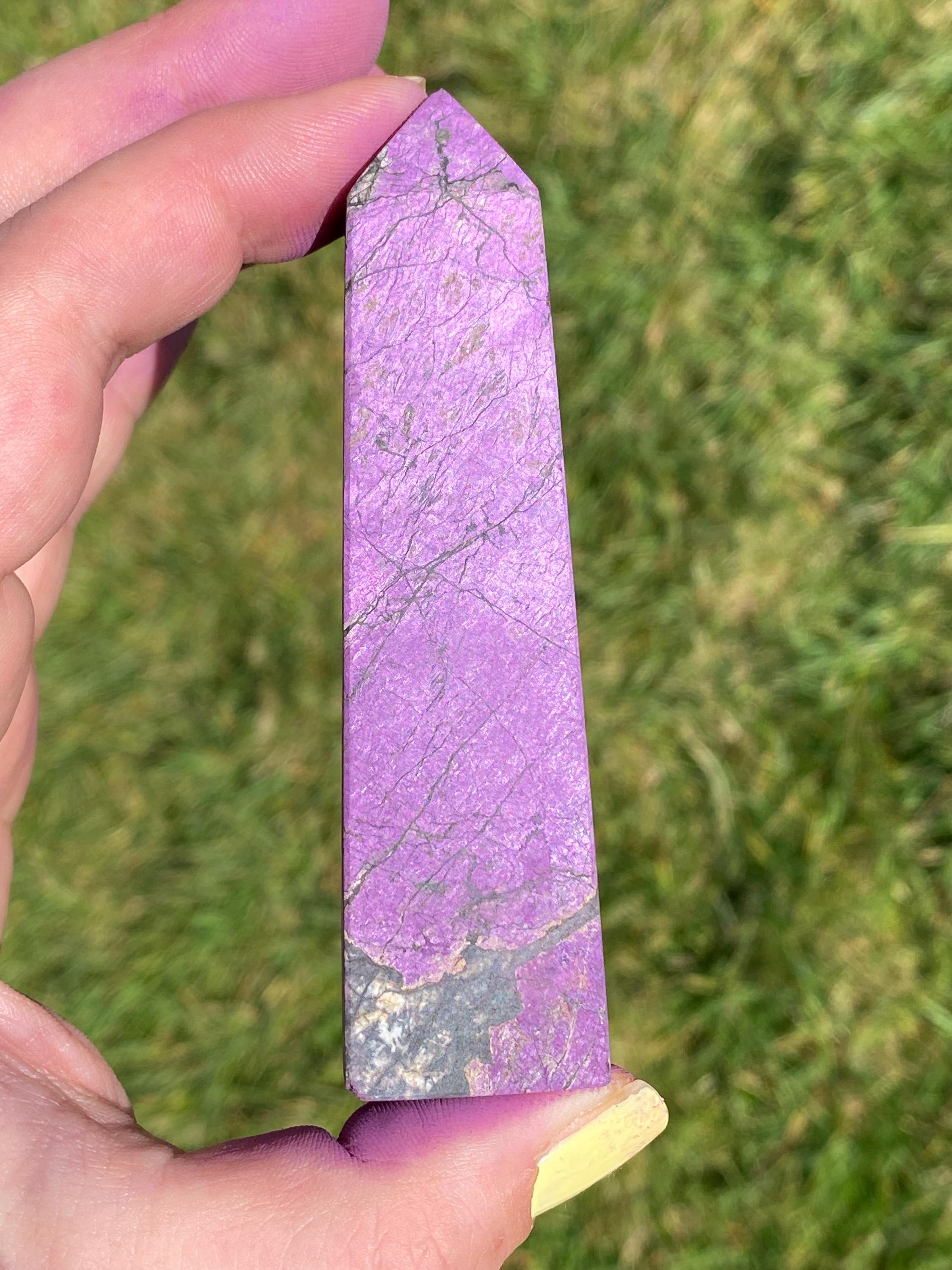 高品質パープリートタワーポイントオベリスクヒーリングクリスタル #I