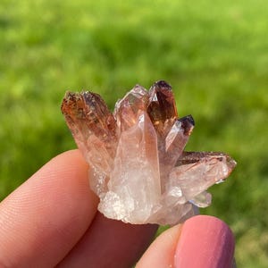 Orange River Hematite Red Phantom Quartz cluster from Orange River, Northern Cape, South Africa