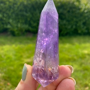 Beautiful Phantom Amethyst polished Vogel point from Bahia ,Brazil #1
