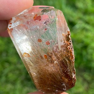 Red Golden Copper Rutilated Rutile natural semi polished crystal freeform from Brazil Top quality