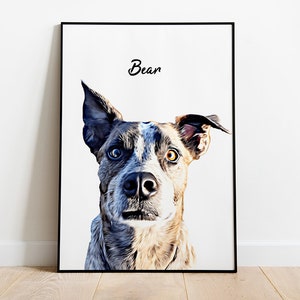 Custom Pet Portrait | Framed Dog Portrait | Digital Dog Art Pet Commission | Custom Dog Picture | Custom Wall Art | Personalized Home Decor