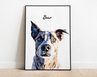 Custom Dog Portrait | Personalized Pet Canvas Art | Customized Artwork from Photo | Gifts for Animal Owners | Digital File