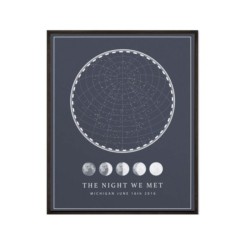CUSTOM STAR MAP Night Sky Map, Constellation Map, Star Map Print, Star Map Art, Wedding, Couple, Wife, Anniversary Gift, First Date Gift 4. Color with Moons