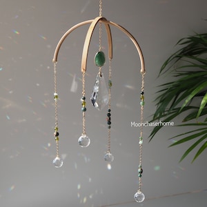 Suncatcher crystal mobile - green aventurine hanging decor- Diya- baby mobile