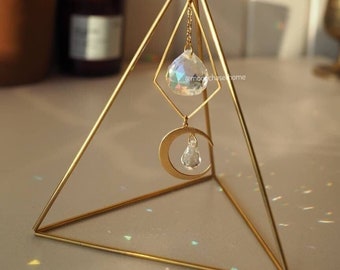 Mira&Moon triangle suncatcher desk decor, prism, rainbow prism, office decor, light diffuser, home decoration, crystal prisma