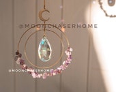 Aziza suncatcher with moon and aurora borealis crystals, rainbow prism, gift for woman, light diffuser, boho home decoration, fairy decor,