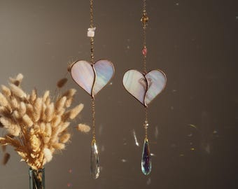 Glas-in-lood hart raamhangers Moederdagcadeau suncatchers
