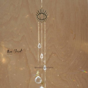 Liana crystal long sun catcher, rainbow prism with eye pendant, gift for her, light diffuser, light maker